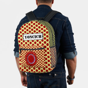Burgundy Flower Ribbon by Kenneth Yoncich Printed Backpack