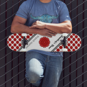Burgundy Flower Ribbon by Kenneth Yoncich Skateboard