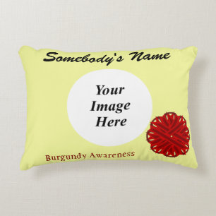 Burgundy Flower Ribbon Tmpl by Kenneth Yoncich Decorative Cushion
