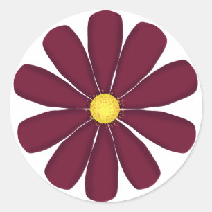 Burgundy flower with yellow centre classic round sticker