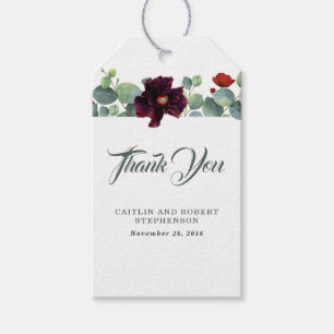 Burgundy Flowers and Eucalyptus Greenery Gift Tags
