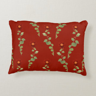 Burgundy flowers and green: decorative cushion