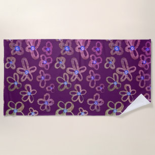 Burgundy flowers beach towel