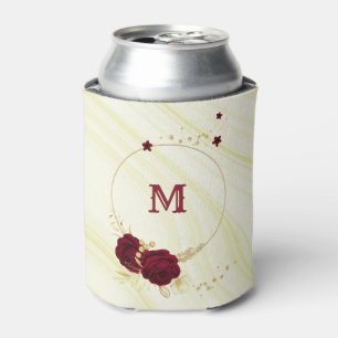 burgundy flowers gold leaves marble can cooler