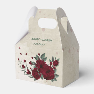 Burgundy flowers greenery wedding favour box