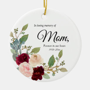 Burgundy Flowers In Loving Memory of Mum Ornament