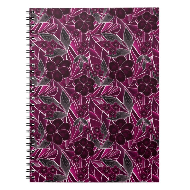 Burgundy flowers. notebook (Front)
