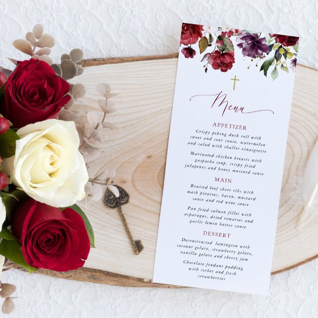 Burgundy Flowers, Pink Flowers, Baptism Menu (Creator Uploaded)