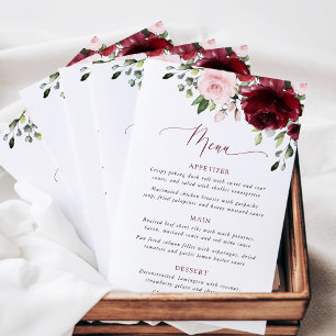 Burgundy Flowers, Pink Flowers, Bridal Shower Menu