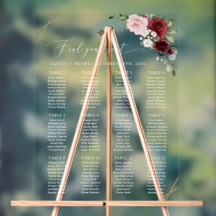 Burgundy Flowers, Pink Flowers, Seating Chart