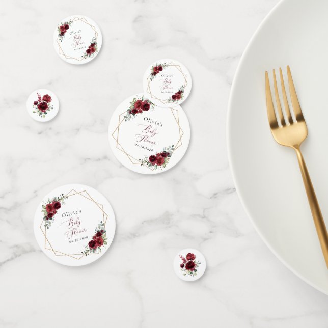 Burgundy Flowers, Red Flowers, Baby Shower Confetti (Group)