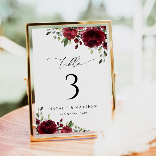 Burgundy Flowers, Red Flowers, Boho, Table Numbers (Creator Uploaded)
