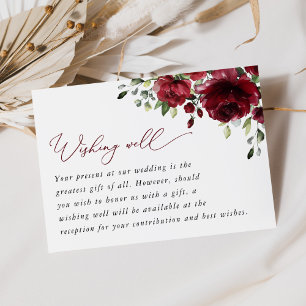 Burgundy Flowers, Red Flowers, Boho, Wishing Well Enclosure Card