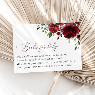 Burgundy Flowers, Red Flowers, Books For Baby Enclosure Card