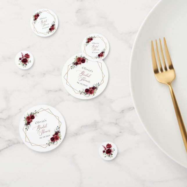 Burgundy Flowers, Red Flowers, Bridal Shower Confetti (Group)