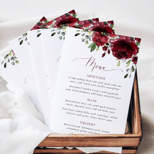 Burgundy Flowers, Red Flowers, Bridal Shower Menu