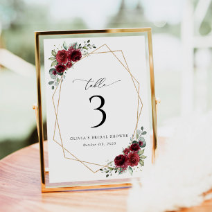 Burgundy Flowers, Red Flowers, Table Numbers