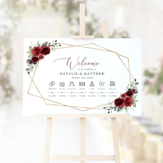 Burgundy Flowers, Red Flowers, Wedding Timeline Poster (Creator Uploaded)