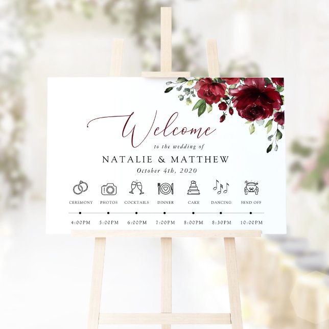 Burgundy Flowers, Red Flowers, Wedding Timeline Poster (Creator Uploaded)