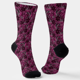 Burgundy flowers. socks