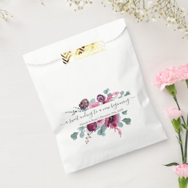 Burgundy flowers sweet Favour Box Bags (Sealed)