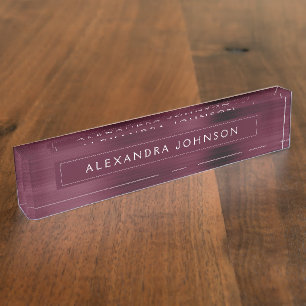 Burgundy Foil   Purple Foil Modern Business Nameplate