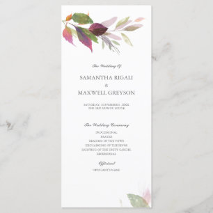 Burgundy Foliage Wedding Program Programme