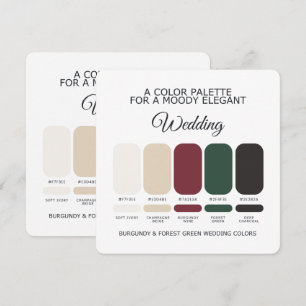 Burgundy Forest Green Wedding Colour Palette Card