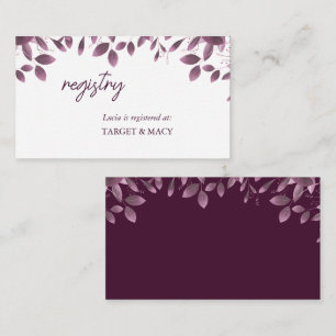 Burgundy Forest leaf Bridal Shower Registry Cards