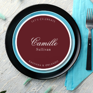 Burgundy Formal Round Wedding Guest Place Programme