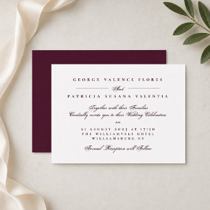 Burgundy Formal Script Wedding Invitation