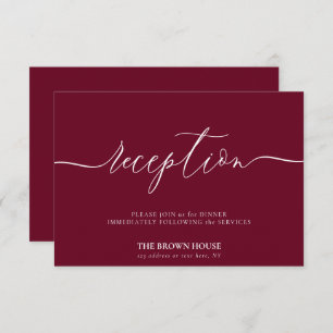 Burgundy Formal Wedding after dinner reception Invitation