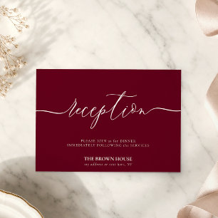 Burgundy Formal Wedding after dinner reception Invitation