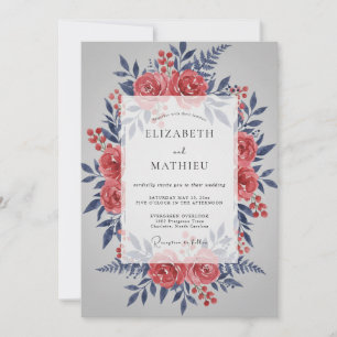 Burgundy Formal Winter Wedding Invitation