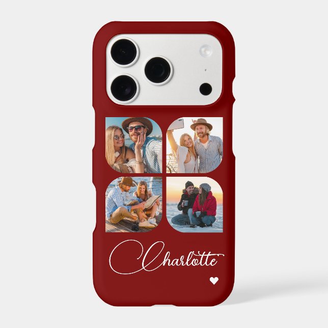 Burgundy Four Photo Personalised Name Gift (Back)