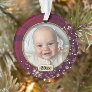 Burgundy Frame Baby's 1st Christmas Ornament