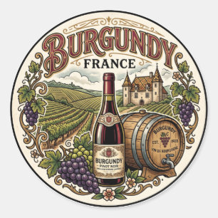 Burgundy France Classic Round Sticker