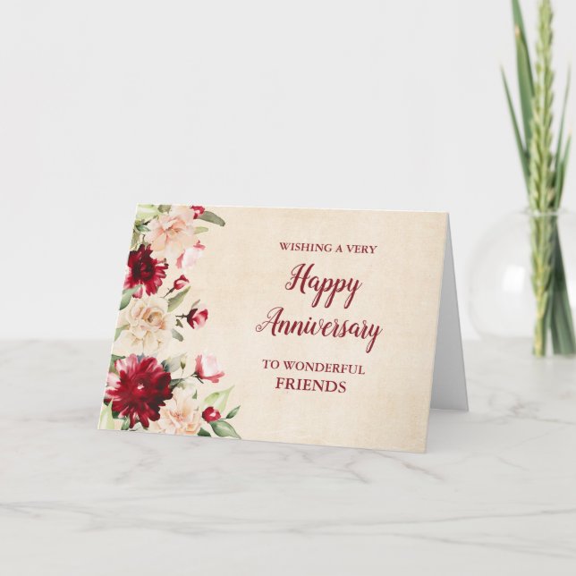 Burgundy Friends Wedding Anniversary Card (Front)