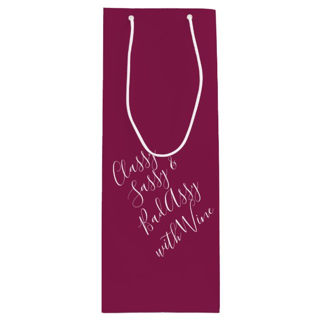 Burgundy Funny Wine Puns Wine Gift Bag (Front)