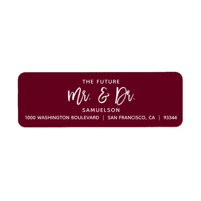 BURGUNDY Future Mr. & Dr. Wedding Return Address (Front)
