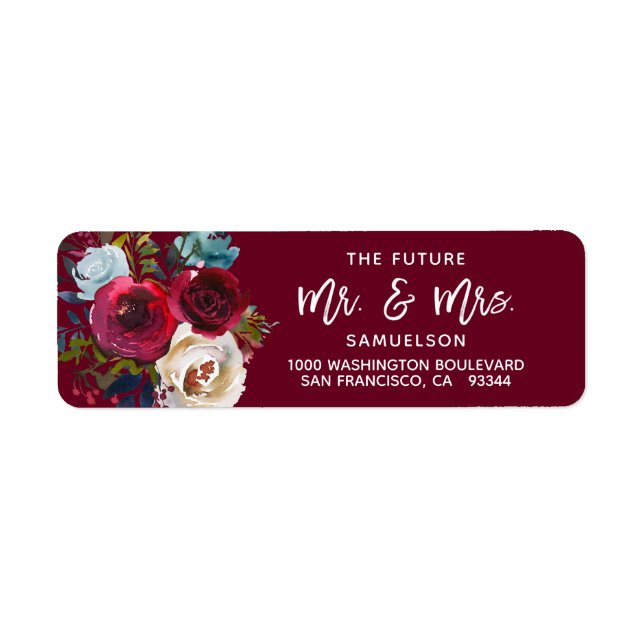 BURGUNDY Future Mr & Mrs Wedding Return Address (Front)