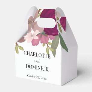 Burgundy Garden Flowers Wedding  Favour Box