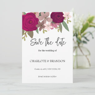 Burgundy Garden Flowers Wedding Save the Date