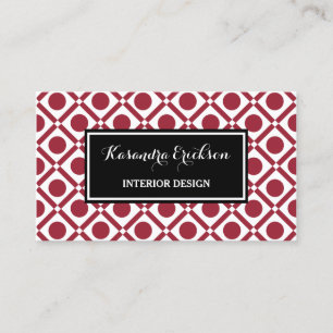 Burgundy Geometric Interior Design Business Card