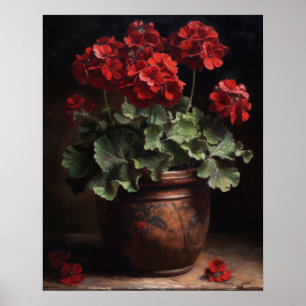 Burgundy Geranium Flowers Art Print Poster