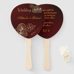 Burgundy & Gilded Floral Elegant Wedding  Hand Fan