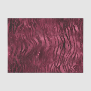 Burgundy Glam Foil Glitter Tiger Stripes Tissue Paper