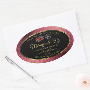 Burgundy Glitter Black Product Labels Ladybug Logo