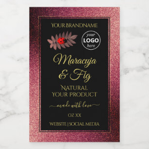Burgundy Glitter Black Product Labels Ladybug Logo