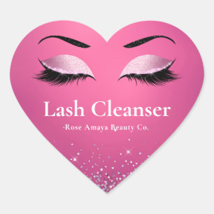 Burgundy Glitter Elegant Lash Cleanser Shampoo Heart Sticker